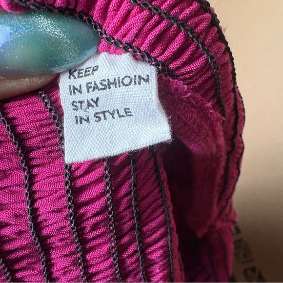 Anrabess One-Shoulder Hot Pink Sleeveless Midi Dress Medium Babydoll Y2K - Picture 5 of 8